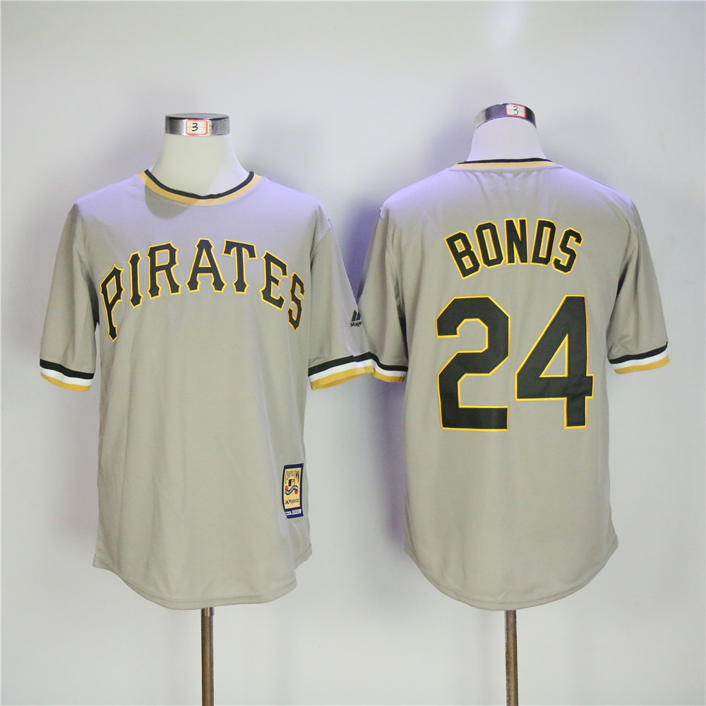 Men Pittsburgh Pirates #24 Bonds Grey Throwback Game MLB Jerseys->pittsburgh pirates->MLB Jersey